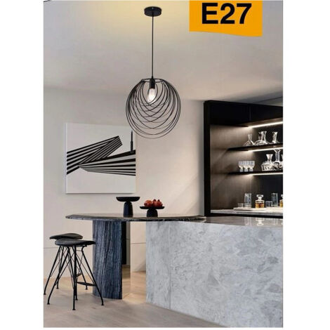 Lampadario A Sospensione Nero E27 Lampada Geometrica Da Soffitto Decorativa B86