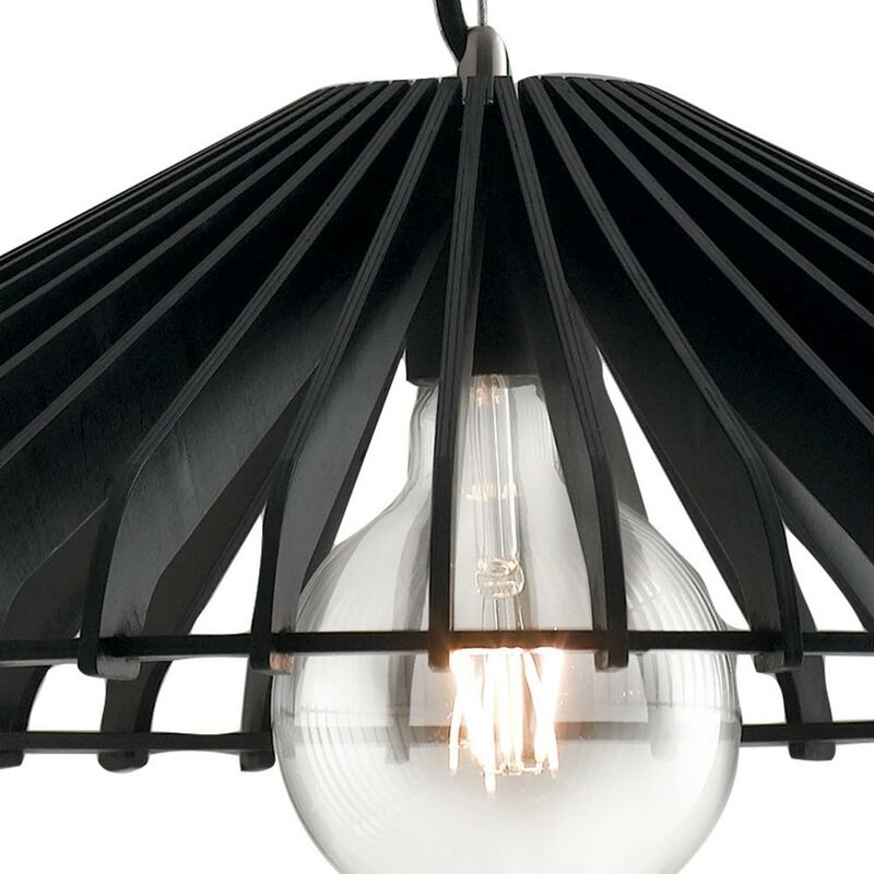 Sospensione Lampadari In Legno Rustici.Lampadario A Sospensione Paralume Legno Nero Rustico E27 Ambiente I Calder S30