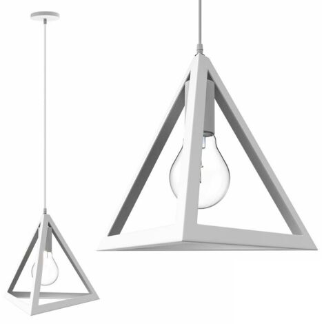 Lampadario a sospensione piramide attacco E27 pendente triangolo design moderno bianco nero geometrico in metallo  Bianco