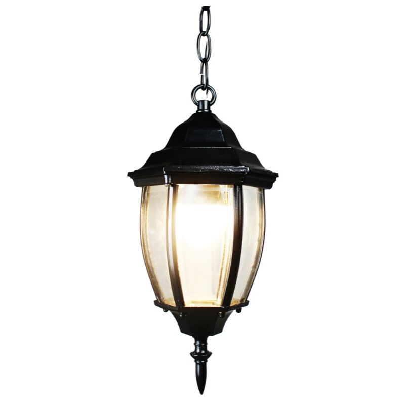 Image of Lampadario a Sospensione Retrò Lampada da Soffitto Paralume Vetro Metallo Plafoniera Nero Ø16CM