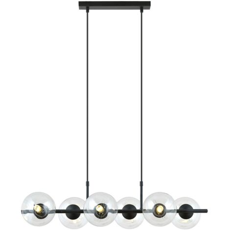 Lampadario a sospensione RORY 6 luci nero trasparente
