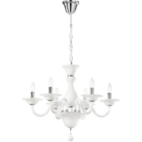 "Lampadario a sospensione SOFFIO bianco in vetro (6xE14)"