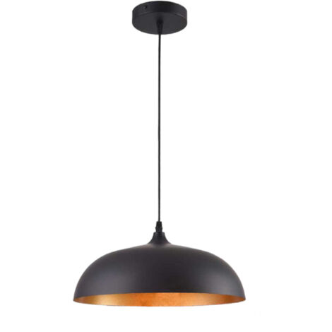Lampadario a sospensione stile contemporaneo in metallo pendente a cupola attacco E27 luce tavolo cucina di colore nero o bianco