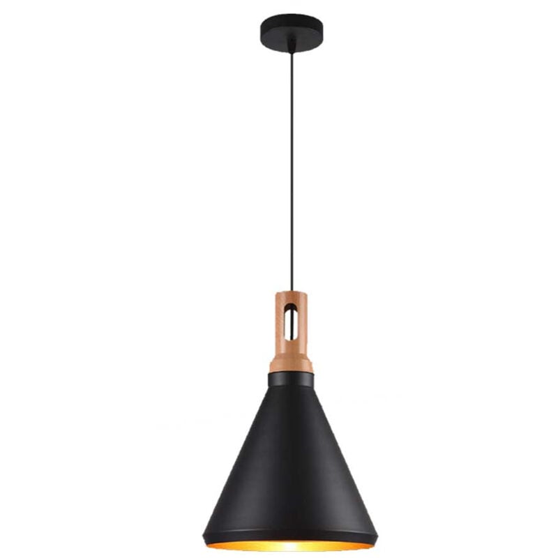 Image of Vetrineinrete - Lampadario a sospensione stile industriale in metallo pendente a cono attacco E27 luce tavolo cucina di colore nero o bianco