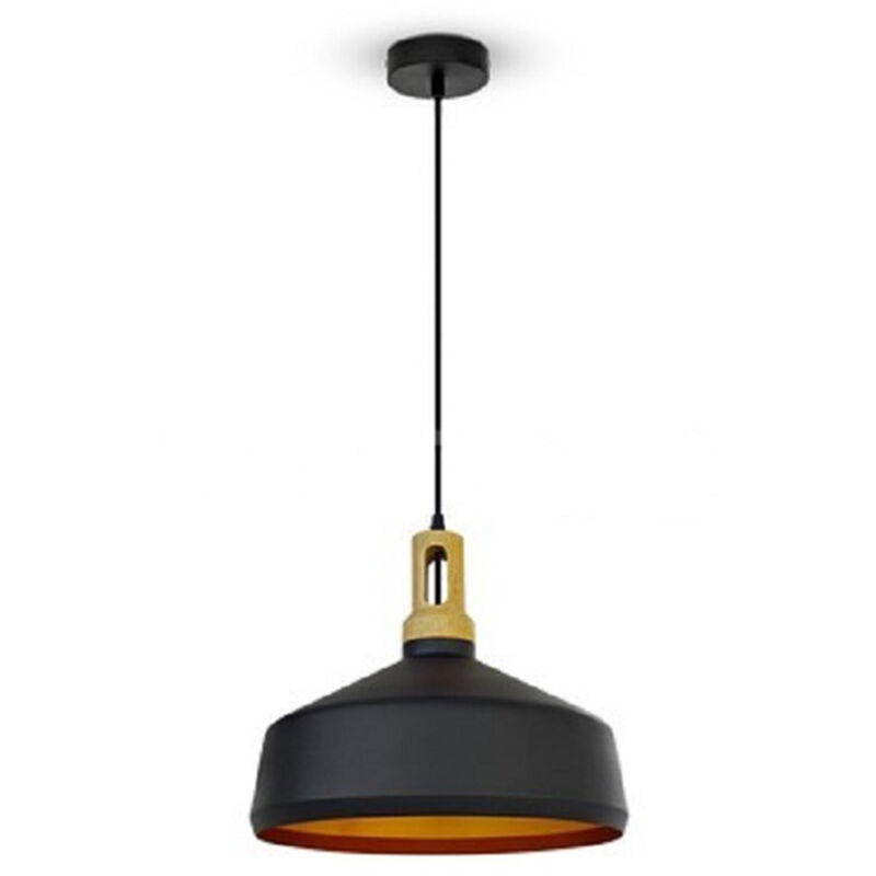 Image of Vetrineinrete - Lampadario a sospensione stile industriale in metallo pendente a coppa attacco E27 luce tavolo cucina di colore nero o bianco