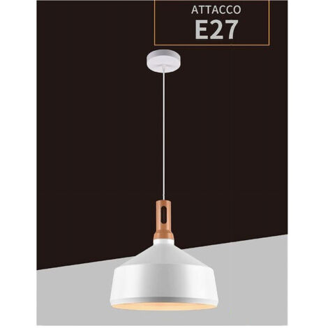 Lampadario A Sospensione Stile Industriale In Metallo Pendente A Coppa E27 A93       Blanc