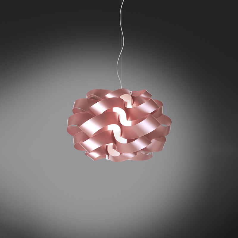 Image of Sospensione Moderna 3 Luci Cloud D75 In Polilux Rosa Metallico Made In Italy - Rosa