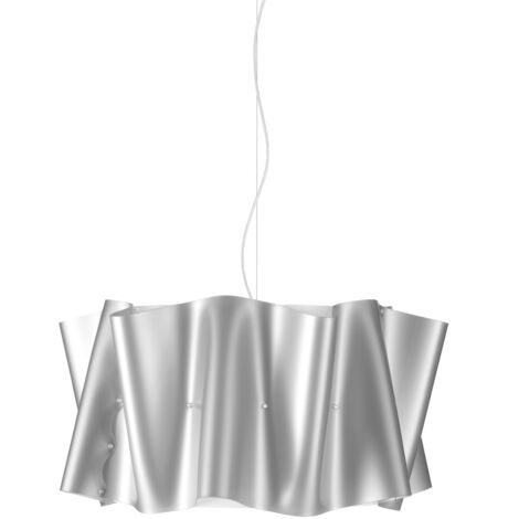 Lampadario a sospensione tre luci FOLIO paralume in Polilux Argento diametro 60x h32 cm