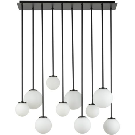 Lampadario a sospensione Tulia 10 luci G9 nero/bianco