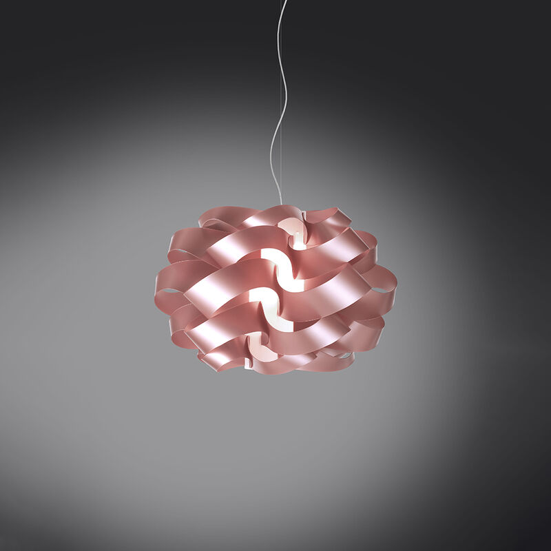 Image of Linea Zero - Sospensione Moderna 1 Luce Cloud D30 In Polilux Rosa Metallico Made In Italy - Rosa