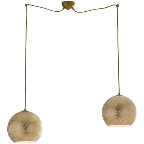 "Lampadario a sospensione VANITY oro in vetro con cavi in tessuto regolabili (2xE27)"