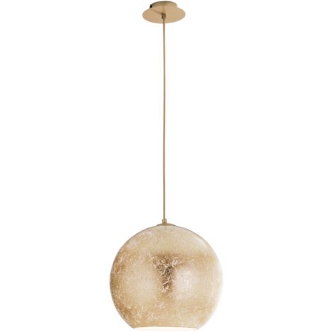 "Lampadario a sospensione VANITY oro in vetro con cavo in tessuto (1xE27)"