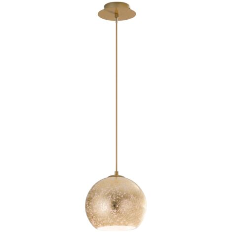 "Lampadario a sospensione VANITY oro in vetro con cavo in tessuto (1xE27)"