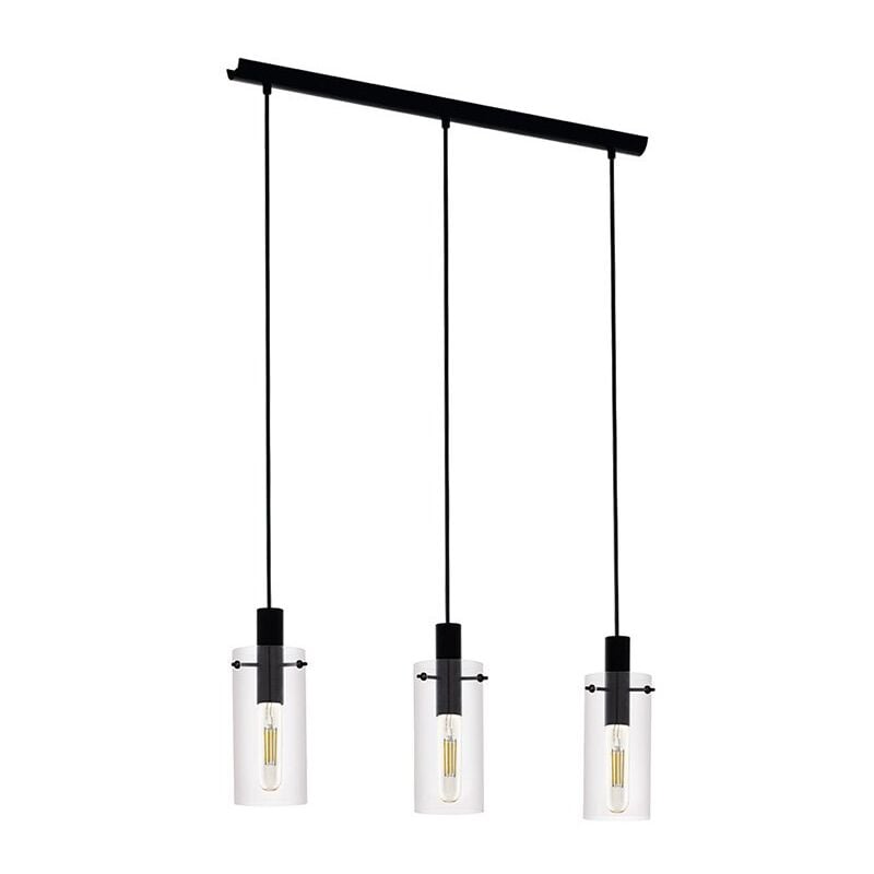 Lampadario Industrial Montefino 3 Luci Acciaio Nero - Marrone