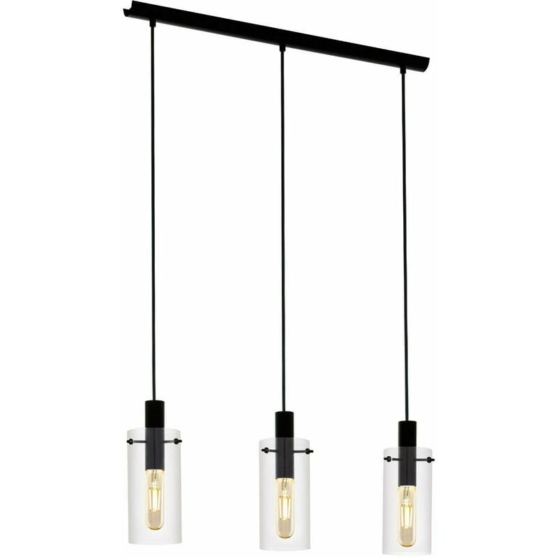 Lampadario Industrial Montefino 3 Luci Acciaio Nero - Marrone