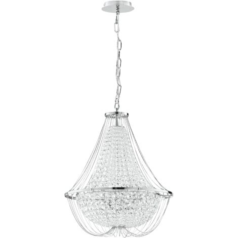"Lampadario a sospensione VIENNA in metallo cromato con cristalli"
