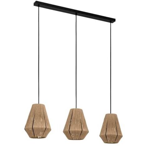 Lampadario A Sospensione Vintage Alderney Acciaio Nero 3 Luci E27
