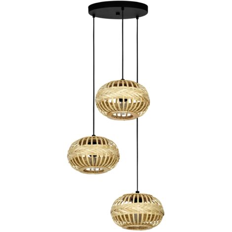 Lampadario A Sospensione Vintage Amsfield 1 Acciaio Nero 3 Luci E27