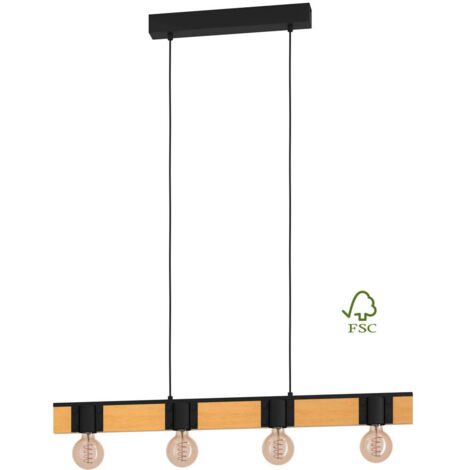 Lampadario A Sospensione Vintage Bailrigg Acciaio Nero 4 Luci E27