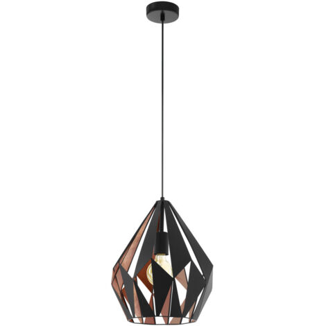 Lampadario A Sospensione Vintage Carlton 1 Acciaio Nero Rame 1 Luce E27