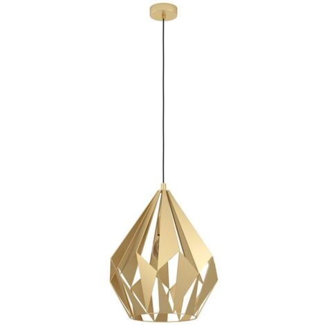 Lampadario A Sospensione Vintage Carlton Acciaio Oro 1 Luce E27