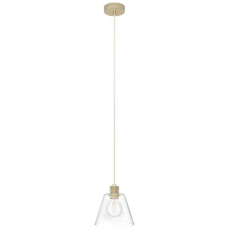 Lampadario A Sospensione Vintage Copley Acciaio Oro Vetro 1 Luce E27