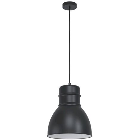 Lampadario A Sospensione Vintage Ebury Acciaio Nero Bianco 1 Luce E27