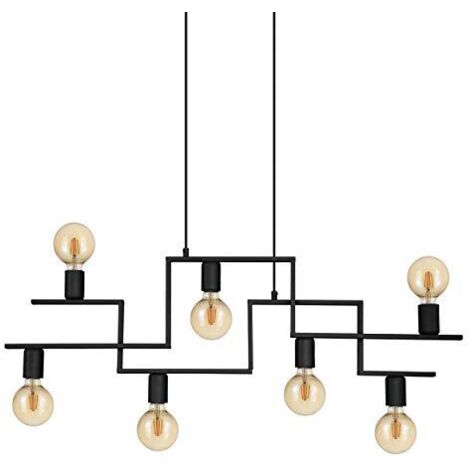 Lampadario A Sospensione Vintage Fembard Acciaio Nero 7 Luci E27