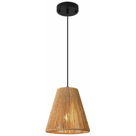 Lampadario a Sospensione Vintage in Corda di canapa e Attacco per lampade E27