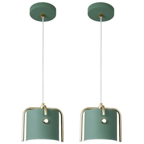 Lampadario a Sospensione Vintage Industrial Lampada da Soffitto Metallo Plafoniera Regolabile Verde 2 Pezzi