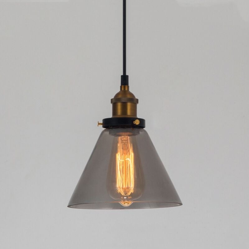 Image of Lampadario a Sospensione Vintage Industriale Lampada a Sospensione Vetro Lampada da Soffitto Diametro 18 cm Grigio Fumo