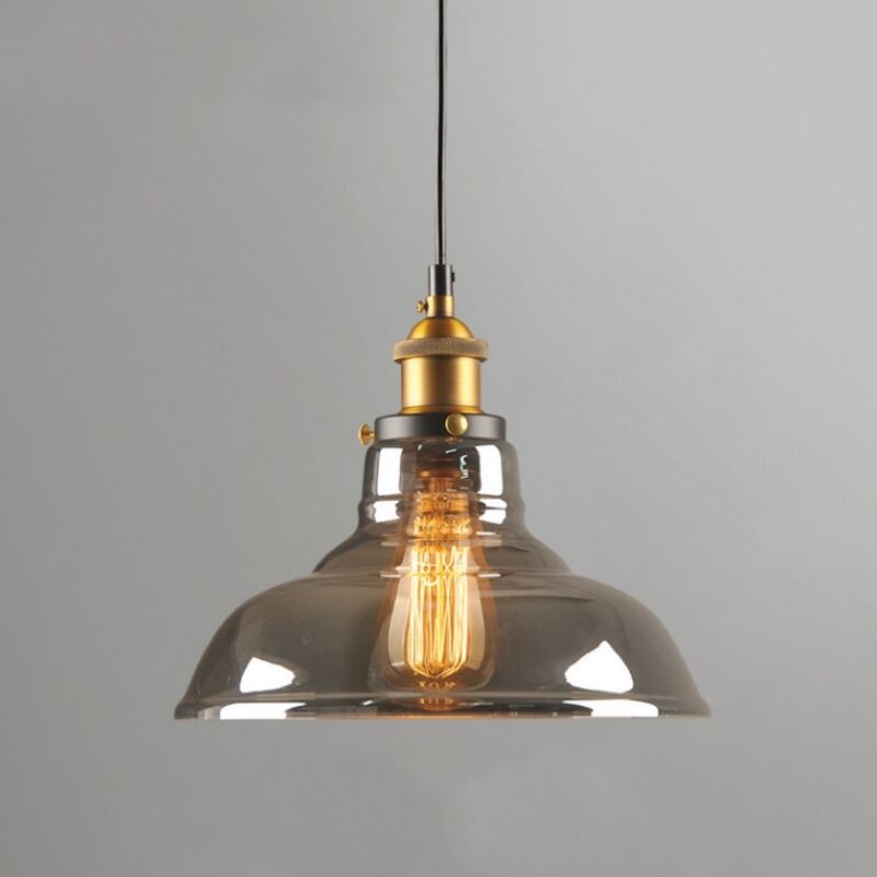 Image of Lampadario a Sospensione Vintage Industriale Lampada a Sospensione Vetro Lampada da Soffitto Diametro 20 cm Grigio Fumo