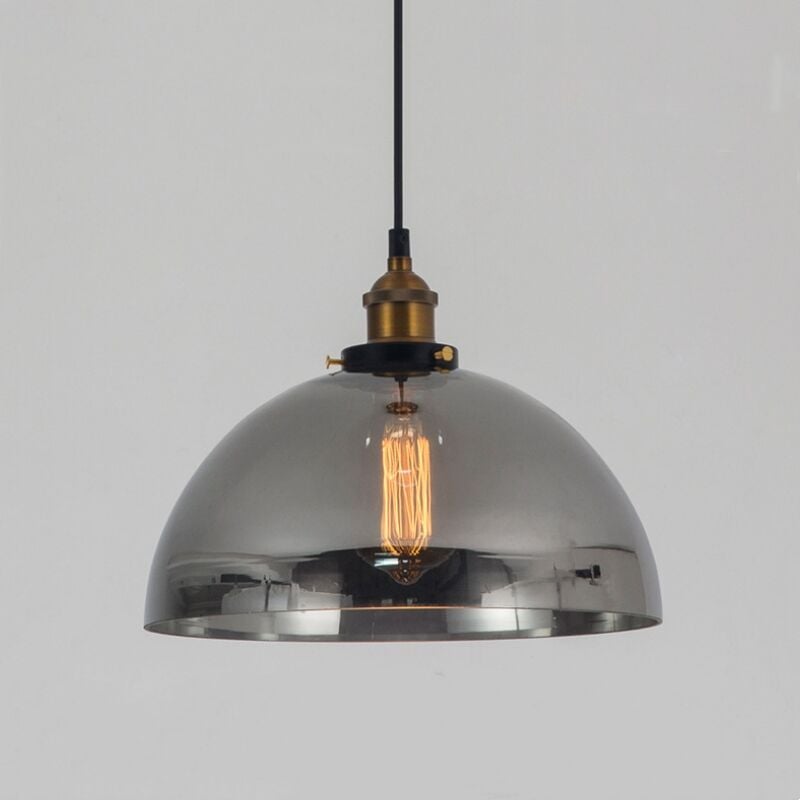 Image of Lampadario a Sospensione Vintage Industriale Lampada a Sospensione Vetro Lampada da Soffitto Diametro 25 cm Grigio Fumo