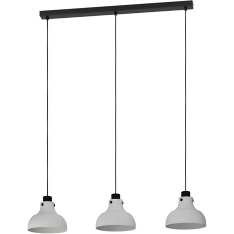 Lampadario A Sospensione Vintage Matlock Acciaio Nero Grigio 3 Luci E27