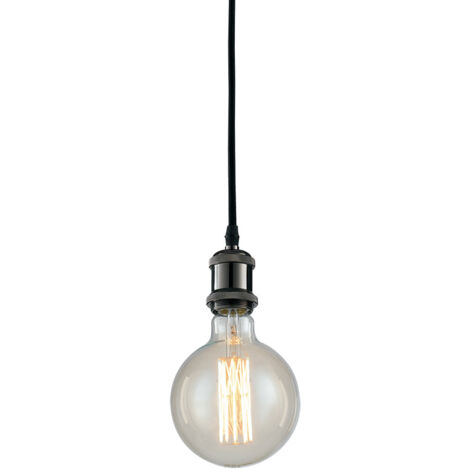 "Lampadario a sospensione VINTAGE nero con cavo in tessuto e portalampada in alluminio (1xE27)"