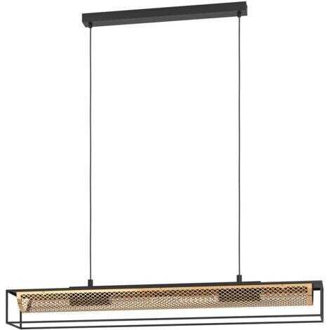 Lampadario A Sospensione Vintage Nohales Acciaio Nero Ottone 4 Luci E27