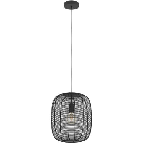 Lampadario A Sospensione Vintage Rinroe Acciaio Nero 1 Luce E27