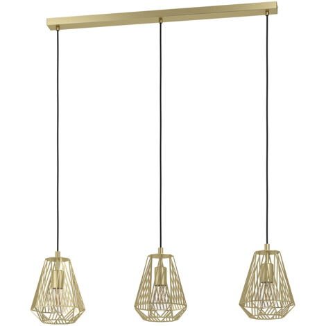 Lampadario A Sospensione Vintage Stype Acciaio Oro 3 Luci E27