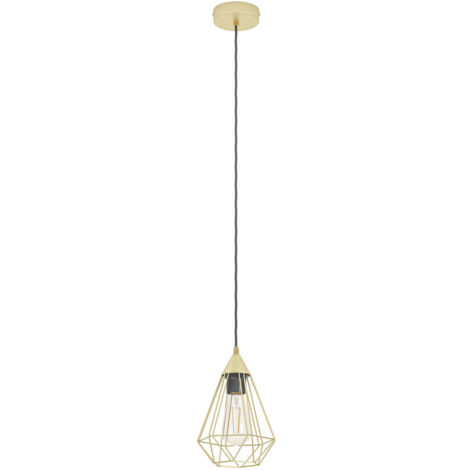 Lampadario A Sospensione Vintage Tarbes Acciaio Ottone Spazzolato 1 Luce E27
