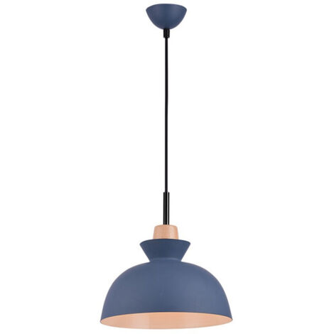 LAMPADARIO A SOSPENSIONE Zambelis COLORE BLU E DECORAZIONE IN LEGNO
