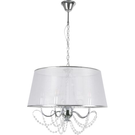 Lampadario Abbazia Polux 5xE14 cromato bianco Ø56cm