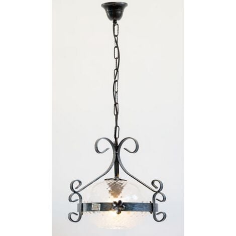 LAMPADARIO AD 1 LUCE D.23 ROSSELLA IN FERRO BATTUTO LAMPIONE APPLIQUE LAMPADA