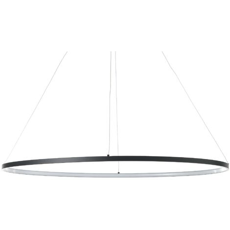 Lampadario ad anello in allumino nero opaco cm. H.92 x Ø.60/100
