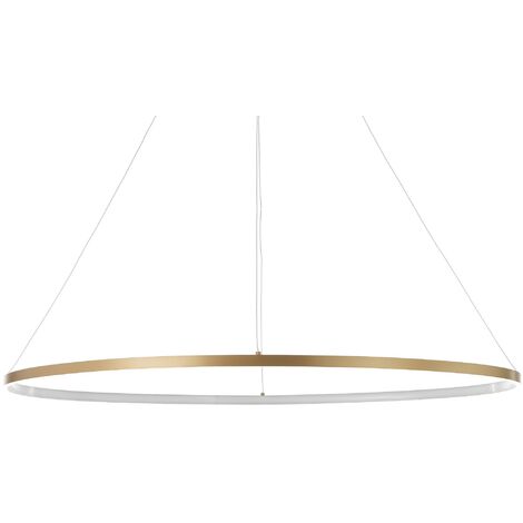 Lampadario ad anello in allumino oro satinato cm. H.92 x Ø.60/100