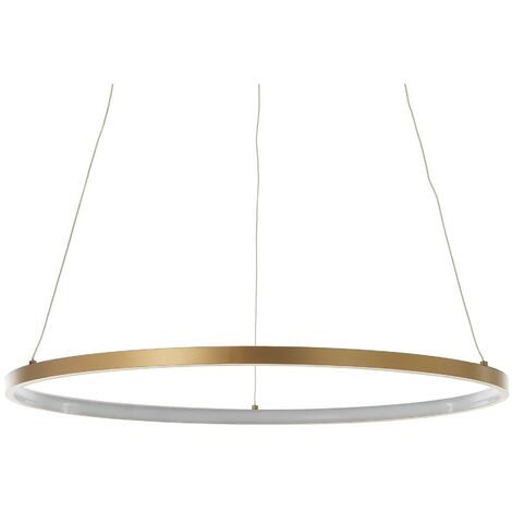 Lampadario ad anello in allumino oro satinato cm. H.92  x Ø.60