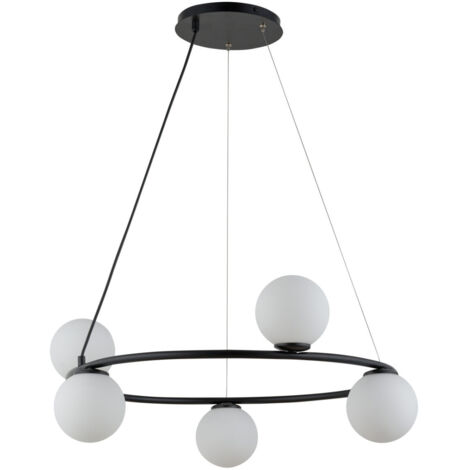 Lampadario anello nero 5 sfere bianche G9 Sigma Gama