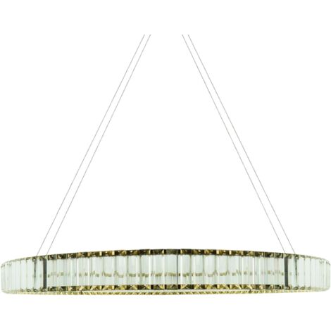 Lampadario anello oro cristalli LED 32W Aurora IdeaLED