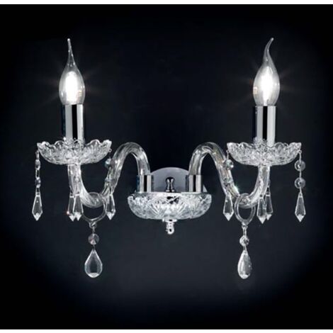 Lampadario applique 35 cm in cristallo DALLAS a 2 luci CROMO