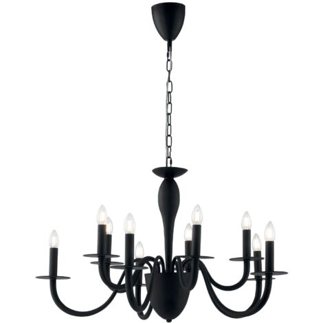 "Lampadario ARMSTRONG in metallo nero a dieci luci"