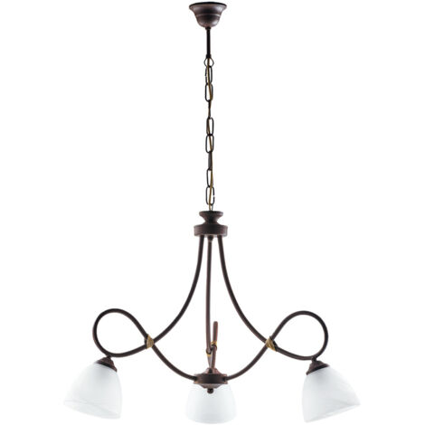 Lampadario arte povera in ferro Nero ruggine tre luci bianchi 58x h52 cm